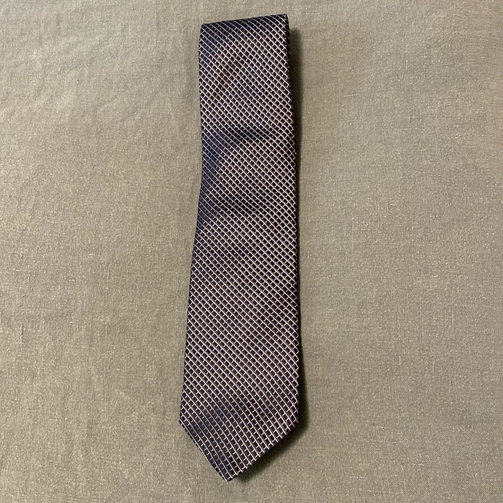 Blue checkered tie made in USA Joseph Abboud. 100% silk